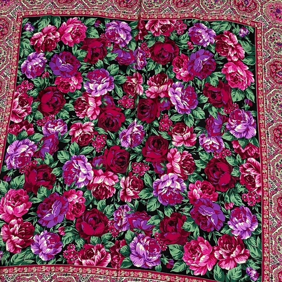 Yves Saint Laurent Floral Patterned Cotton Scarf - Picture 4 of 8